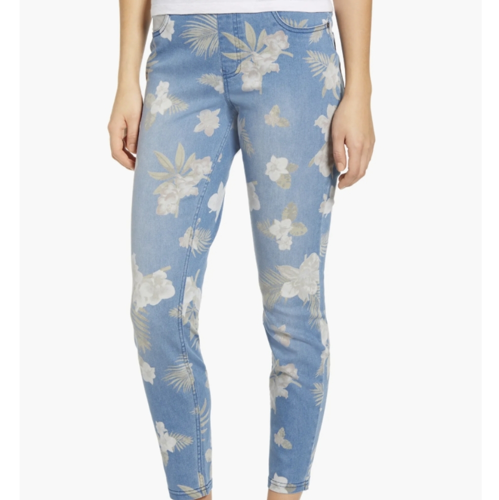 Women's NWT Hue Tropical Orchid Hi Waist Ultra Soft Denim Leggings Sz. S